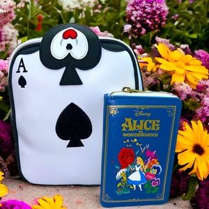 Alice In Wonderland Ace Of Spades Crossbody & Classic Book Zip Wallet
